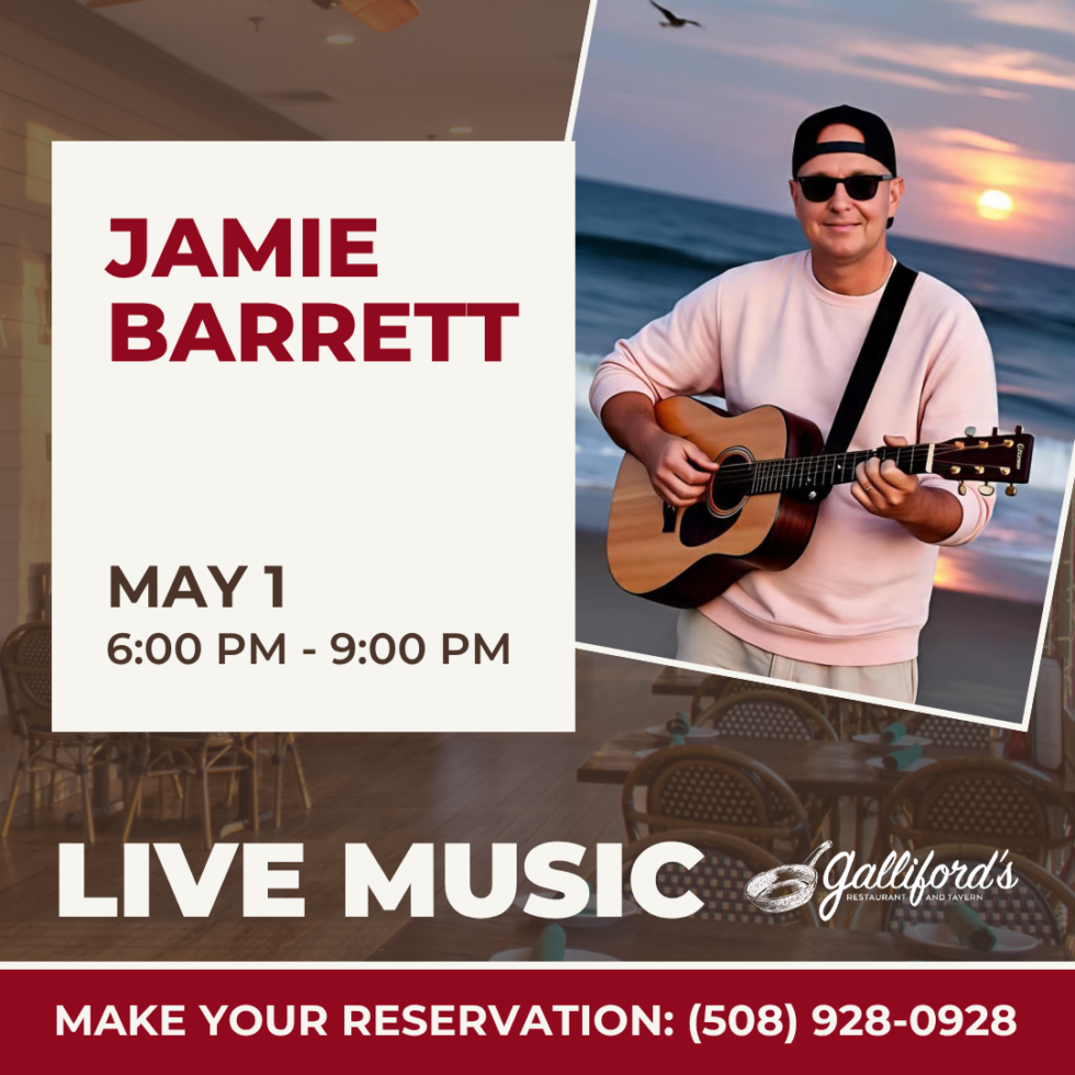 Live Music by Jamie Barrett on May 1, 2026 at Galliford's Restaurant and Tavern