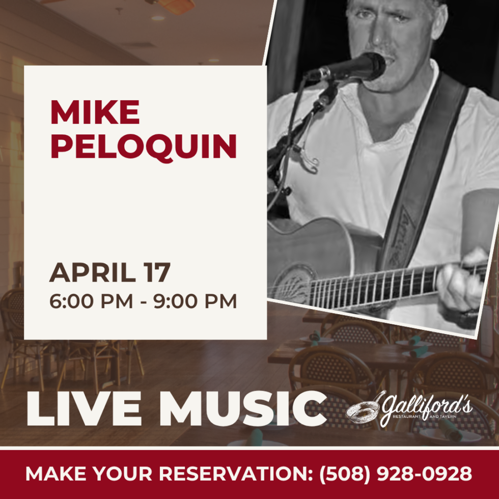 Live Music by Mike Peloquin on April 17, 2026 at Galliford's Restaurant and Tavern