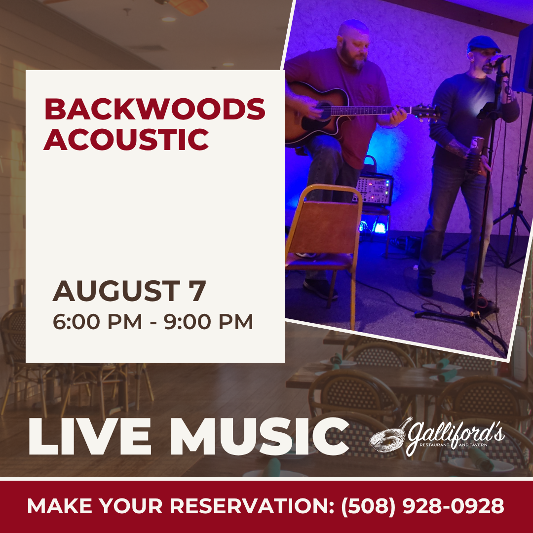 Live music by Backwoods Acoustic at Galliford's Restaurant and Tavern, August 7