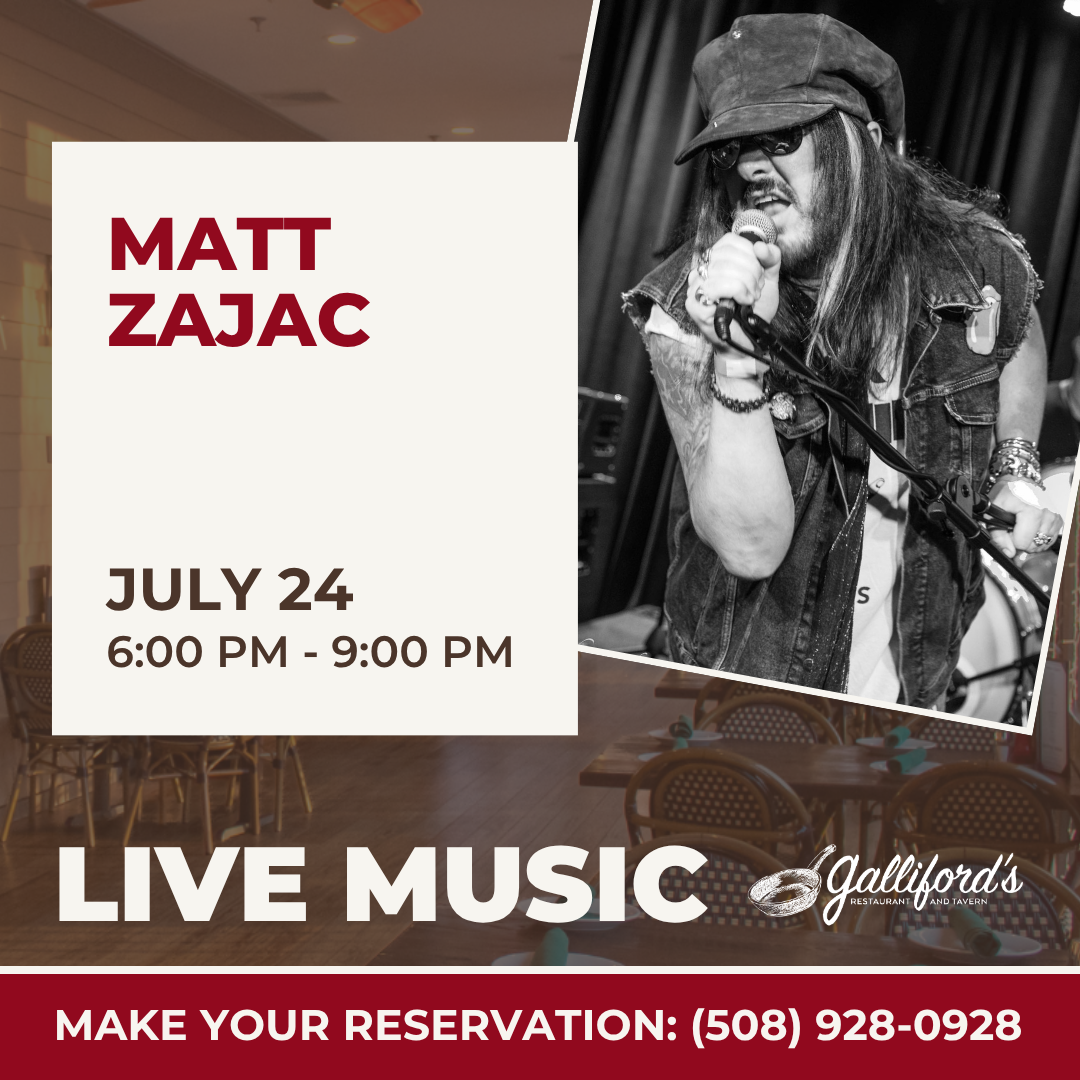 Live music by Matt Zajac at Galliford's Restaurant and Tavern, July 24