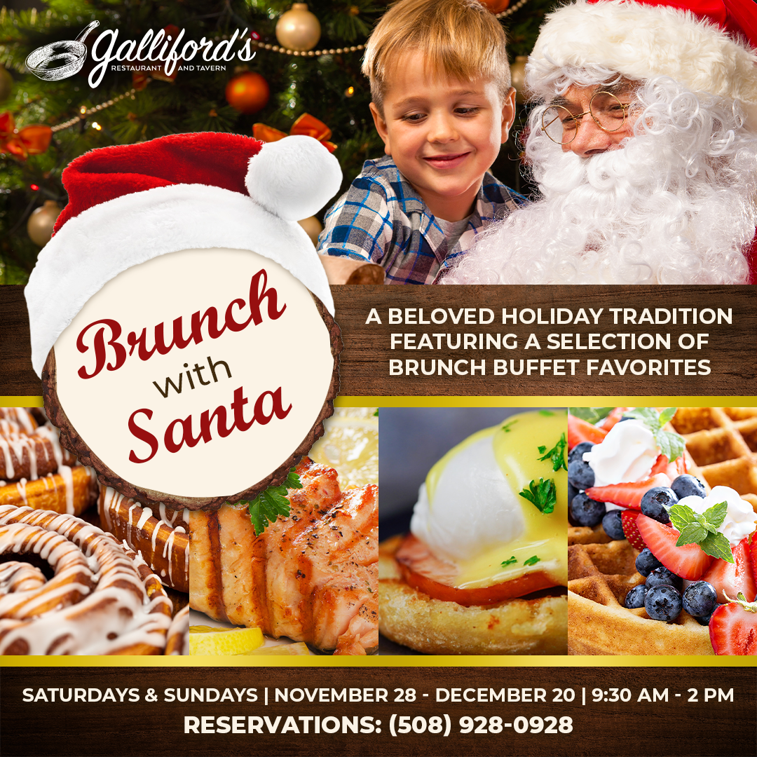 Brunch with Santa at Galliford's Restaurant & Tavern, running Saturdays & Sundays, November 28 - December 20 from 9:30 AM - 2:00 PM.