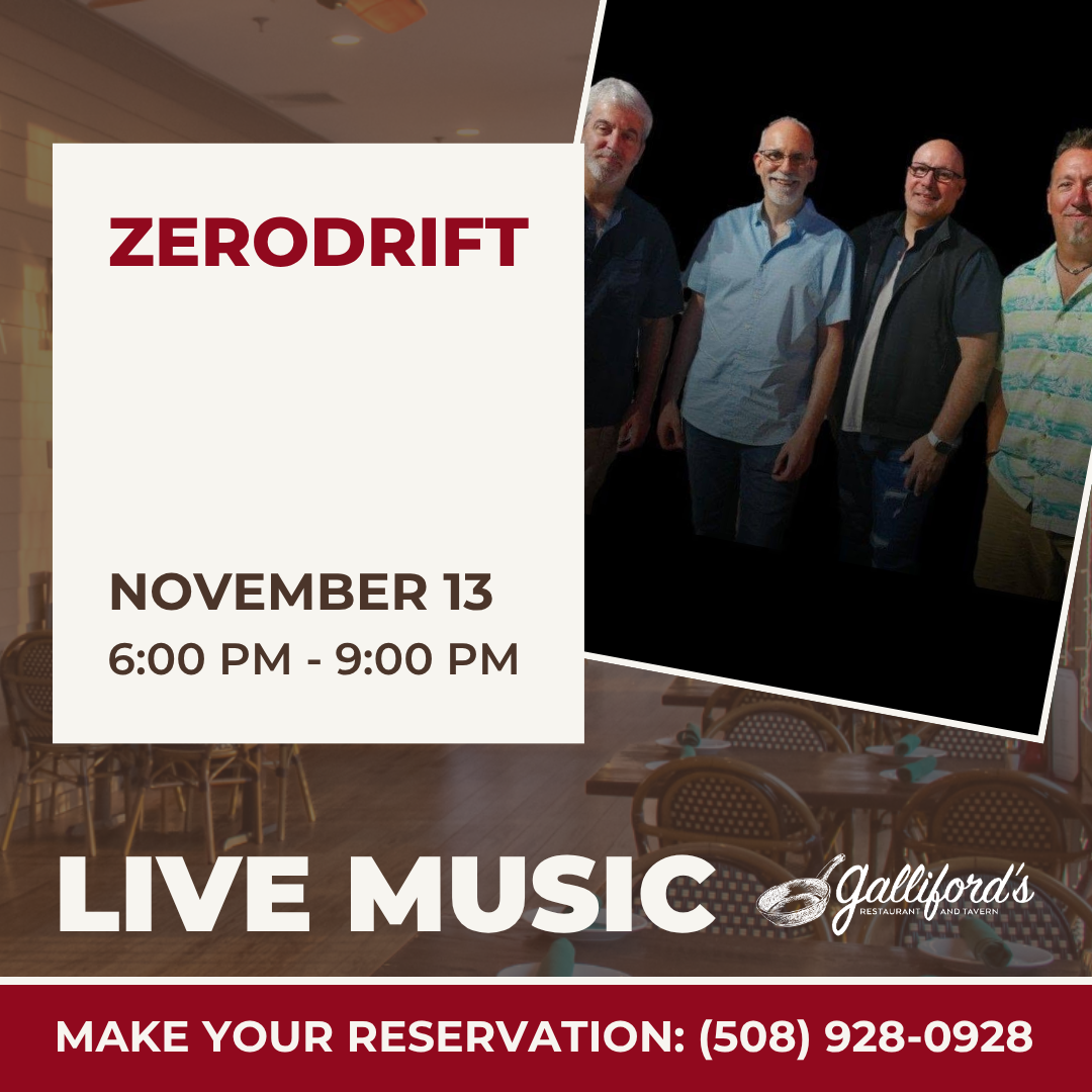 Local band ZeroDrift will be performing live music at Galliford’s Restaurant & Tavern on November 13 from 6-9 PM